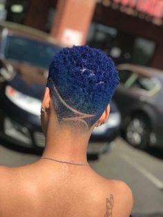 💖🎱🦋 Pin: SheSoBoujiee 🦋💖🎱 Blue Dyed Hair Black Women, Short Hair Dye Colors For Black Women, Future Hairstyles, Cabello Afro Natural, Short Natural Haircuts, Dark Blue Hair, Pompadour Hairstyle, Tapered Natural Hair