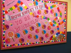 a bulletin board with candy land and how sweet it is