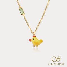 Plating: 18K Gold Materials: 18K Gold on Brass, Enamel Measurements: Length: 16.33"(41.5cm) + Extender: 1.77"(4.5cm) Weight: 6.3g Hypoallergenic design Enamel Jewelry For Gifts, Yellow Gold Enamel Necklace For Gift, Personalized Enamel Charm Necklaces For Gifts, Charming Gold Jewelry Gift, Green Charm Necklaces With Clavicle Chain For Gift, Charming Clavicle Chain Jewelry As Gift, Valentine's Day Gift Enamel Charm Necklaces, Valentine's Day Gift Enamel Charm Necklace, Yellow Charms Necklace As Gift