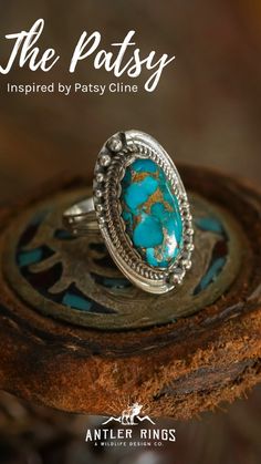 The perfect accessory for any classic country fan! Named after the legendary PATSY Cline and adorned with a beautiful oval turquoise gemstone.