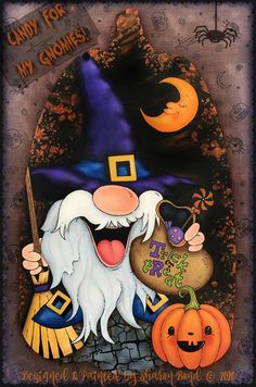 an image of a halloween scene with pumpkins and witch's hat on it