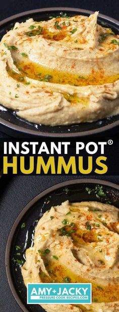 hummus made in the instant pot and ready to be served for lunch or dinner