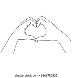 two hands making a heart shape with their fingers continuous line drawing on white paper background