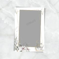 a white and gold frame with flowers on it that says, template divine gratified