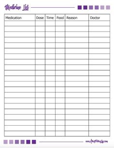 Free Printable PDF Medicine List... download this tracker to record your loved ones pills and doctors. Simple and organized way to to keep track of the medications that your loved one takes. #medicinelist #caregiver Medication List Template Free Printable, Daily Medication Log Free Printable, Medication Tracker Printables Free, Medication List Printable Free, Medication Chart Printable, Medicine List, Medical Organization, Emergency Procedures