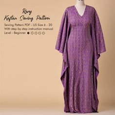 Inspired by the latest runway fashion trends, this pattern allows you to create a fitted modern kaftan dress that will make heads turn at any party or special occasion. With its graceful silhouette and floor-length design, this maxi dress exudes timeless beauty. The flowing fabric gracefully drapes over your curves, accentuating your figure while providing ultimate comfort. Crafted with meticulous attention to detail, this sewing pattern ensures a flawless fit that flatters a range of body types Simple Kaftan, Caftan Pattern, Modern Kaftan, Caftan Simple, Maxi Summer Dress, Sewing Easy, Maxi Kaftan, Moroccan Kaftan, Flowing Fabric