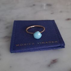 Monica Vinader Nura Turquoise Ring. 18k Rose Gold Vermeil Over Sterling Silver. Gorgeous Turquoise The Way The Turquoise Is Cut/Faceted Makes It Sparkle. Approximately A Size 6 Perfect For Everyday Wear. Wear Alone Or Stacked With Other Rings. Timeless And Classic. Versatile And Practical. Comfortable And Easy To Wear. In Good Pre-Owned Condition With Nothing Major To Note. So Delicate, Dainty And Pretty! From The Limited Edition Collection And No Longer Sold. Stackable Blue Turquoise Ring In 14k Gold, Luxury Blue Turquoise Ring Gift, Monica Vinader, 18k Rose Gold, Blue Gold, Womens Jewelry Rings, Gold Vermeil, Turquoise Ring, Everyday Wear