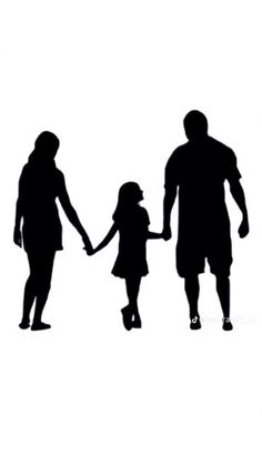 the silhouettes of people holding hands and walking