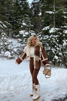 boots with the fur 🧸 love this snow outfit with all of these shearling details! if you need aspen outfits winter, casual winter outfits, or are just in love with brown like I am, tap to shop this look- and don't forget to explore my LTK for more style inspiration! 🌲💌🤎🌨 Snow Outfit Elegant, Winter Photoshoot With Horse, Red Moonboot Outfit, Casual Snow Outfits For Women, Aspen Colorado Winter Outfits, Fall Girl Outfits, Moonboot Outfit, Outfit Neve, Moon Boot Outfit