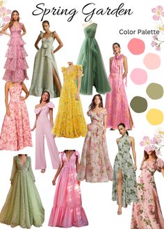 the spring garden dresses are all different colors