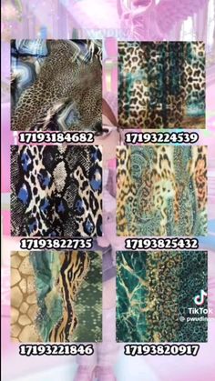 the different patterns and colors of animal print fabrics are shown in this screenshote