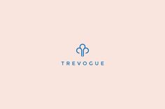 the logo for trevoge is shown in blue on a light pink background,