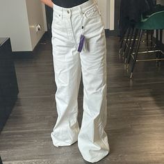 Brand New With Tags, High Waisted, Baggy Wide Leg Flare White Jeans. So Cute, Brand New But Way Too Long For Me. Modeled On 5’2, 29” Inseam. Would Better Fit Someone With Long Legs. Waist 27” Inseam Length 35” Tags: Heavy Manners, Madison Beer Oversized White Bottoms For Workwear, Oversized White Chic Bottoms, Chic Oversized White Bottoms, Ralph Lauren Chic Spring Pants, Chic Ralph Lauren Spring Pants, Ralph Lauren Casual Wide Leg Bottoms, Casual White Ralph Lauren Bottoms, Ralph Lauren White Casual Bottoms, Heavy Manners