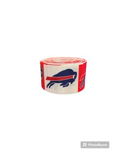 the buffalo bills logo on a red and white masking tape is shown against a white background