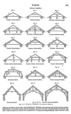 an architectural drawing showing different types of roof trusses and how they are used to build them