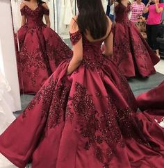 Trendy Fashion Burgundy Ball Gown Quinceanera Dresses Off Shoulder Sweet 16 Girls Pegeant Gown, Women's Dresses Burgundy Ball Gown, Quinceñera Dresses, Red Quinceanera Dresses, Quinceanera Dresses Pink, Quince Dress, Dress Off Shoulder, Burgundy Prom Dress