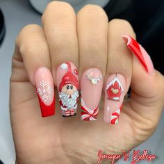 Gnome Nails, Winter Nails 2023, Winter Nail Art Ideas, Christmas Sweater Nails, Nails 2023 Trends, Christmas Nail Design, Luv Nails, Santa Nails