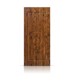 an open wooden door with the letter o carved into it's side and sides