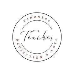 a black and white logo with the words teacher written in cursive writing on it