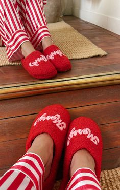 Get cozy for the holidays with the Merry Slippers! Crafted from cheerful red fabric and super soft sherpa, these slippers are perfect for keeping your toes toasty all season long. Christmas Slippers, Red House, House Slippers, Christmas Stuff, Red Fabric, Getting Cozy, Red Christmas, Slippers, Holidays