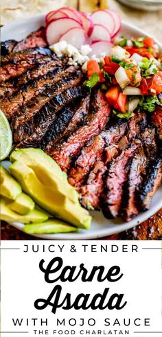 juicy and tender grilled carne asada with mojito sauce