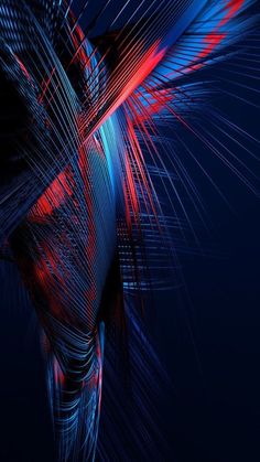 an abstract blue and red background with lines in the shape of a bird's wing