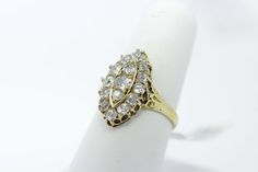 14K Yellow Gold and Diamond Ring, Almond Shaped White Marquise Diamond Ring With 17 Jewels, Haircuts For Women Over 70, Big Wedding Rings, Almond Shaped, Braids For Black Hair, Gold Wedding Rings, 14k Gold Ring, Wedding Dresses Unique, Diamond Wedding Rings