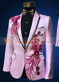 Name:Men Slim Casual Pink Suits Sequins Embroidered Rhinestone Male Host Wedding Dress Man Singer Dancer Costume   Closure Type: Single Breasted   Color: pink   Condition: Brand new   Occasion: Versatile   Include: jacket + pants     Notice : Please remark your height and weight when you placed an order.              amp;nbsp;      amp;nbsp; Fitted Wedding Suit With Floral Embroidery, Embellished Fitted Sets For Ceremony, Embellished Fitted Suits For Wedding, Embellished Fitted Wedding Suit, Fitted Wedding Suits With Sequins, Pink Tuxedo, Halloween Costume Suit, Embroidered Suit, Groom Tuxedo