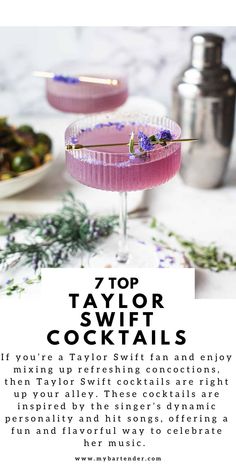 the top taylor swift cocktails recipe is shown in this image with text overlay