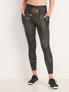 High-Waisted Elevate Powersoft 7/8-Length Side-Pocket Leggings For Women | Old Navy Navy Leggings Outfit, Old Navy Leggings, Navy Leggings, Leggings Outfit, Camo Leggings, Ribbed Leggings, Leggings For Women, Pocket Leggings, Biking Workout