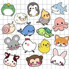 a bunch of animals that are on a grid