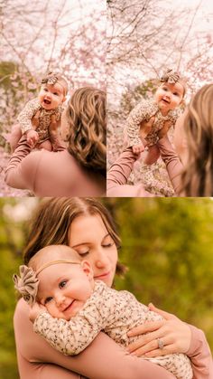 a woman holding a baby in her arms