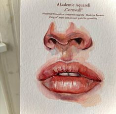 a watercolor painting of a woman's lips