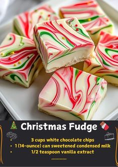 christmas fudge cookies on a plate with white chocolate and candy canes in the middle