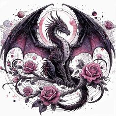 Dragon Shoulder Tattoo Women, Dragon Tattoo For Women, Fantasy Tattoos, Dragon Artwork Fantasy, Spooky Tattoos, Gothic Tattoo, Dragon Tattoo Designs, Unicorn Art, Dragon Pictures