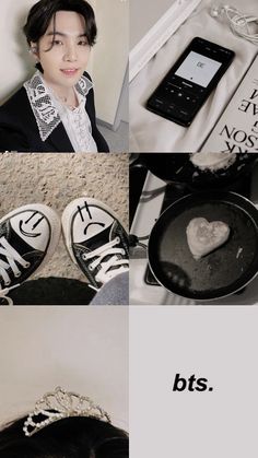 a collage of photos with shoes and an mp3 player