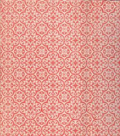 an old red and white wallpaper with intricate designs on it's edges,