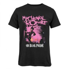 Black Band Merch T-shirt With Logo, Black T-shirt With Front Print For Music Festivals, Black Pop Culture T-shirt For Music Festivals, Black Fan Apparel T-shirt For Concert, Black Concert Fan Apparel T-shirt, Black Parade Album, Romance Outfits, Mens Size Chart, Random Fashion