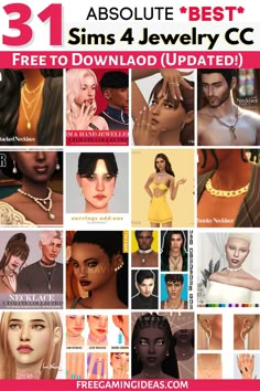 an advertisement for the best sims 4 jewelry c game, featuring images of women and men