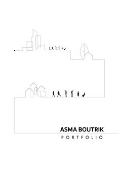 the logo for asma boutrikk's portfolio project is shown in black and white