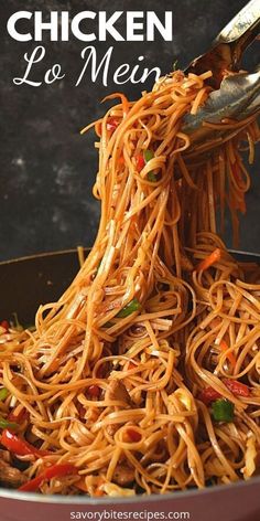 the best ever chicken lo mein in a skillet