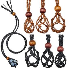 PRICES MAY VARY. Package details: there will be 6 pieces of empty stone holders, and the cords are mainly in 2 different colors, namely black and brown, 3 pieces sizes for each color; Adequate amount can satisfy your various decorating ideas, help you to create different styles to match with assorted wearing styles. Adjustable cord: There are Adjustable Cord for both rope sides , the length of the rope can be adjusted according to your own needs and it suit for all age people, a necklace jewelry Crystal Necklace Holder, Macrame Colar, Raw Stone Necklace, Crystal Holder, Diy Collier, Woven Necklace, Jewelry Making Kits, Necklace Cord, Necklace Holder