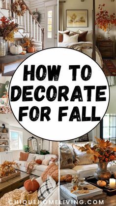 a collage of pictures with the words how to decorate for fall