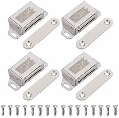 six metal latches with screws on each side