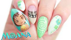 Moana Nail Art, Disney Themed Nails, Disney Nail Designs, Disney Inspired Nails, Disney Acrylic Nails, Kids Nail Designs, Nail Art Disney, Simple Nail Art Designs, Best Nail Art Designs