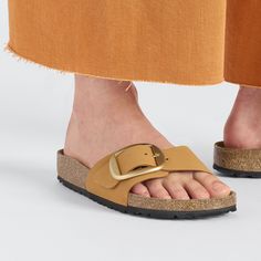 Madrid Big Buckle Nubuck Leather Burnt Orange | BIRKENSTOCK Gold Open Toe Slides With Buckle Closure, Chic Leather Footbed Sandals With Single Toe Strap, Chic Leather Footbed Ankle Strap Sandals, Chic Sandals With Leather Footbed And Single Toe Strap, Sandals With Buckle Closure And Single Toe Strap, Gold Leather Sandals With Tang Buckle, Chic Double Strap Footbed Sandals With Buckle, Chic Double Strap Footbed Sandals With Buckle Closure, Classic Gold Sandals With Buckle Closure