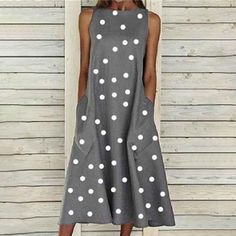 Season:Summer,Spring; Fabric:Polyester; Sleeve Length:Sleeveless; Look After Me:Hand wash,Machine wash; Gender:Women's; Style:Fashion,Basic; Elasticity:Micro-elastic; Occasion:Daily,Holiday,Vacation,Spring Dress,Summer Dress,Weekend,Beach,Going out; Fit Type:Regular Fit; Dresses Type:PolkaDotDress,Casual Dress,Tank Dress,Shift Dress; Pattern:Polka Dot; Design:Print; Neckline:Crew Neck; Front page:FF; Production mode:External procurement; 2023 Trends:2023; Bust:; Length:; Shoulder Width:null; Fit Women's A Line Dresses, Midi Tank Dress, Y2k Aesthetic Outfits, Midi Dress Black, Polka Dress, Vestido Casual, One Piece Dress, Spring Dress, Fashion Mode