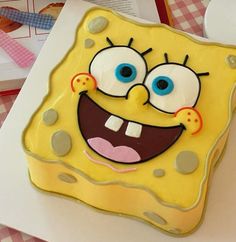 a spongebob cookie is on a table