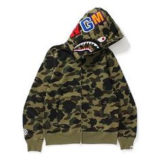 A BATHING APE BAPE Unisex Hoodie Bape Shark Hoodie, Bape Jacket, Double Hoodie, Bape Shark, Bape Hoodie, Shark Hoodie, Camouflage Hoodie, Hoodie Green, Bathing Ape