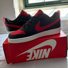 Brand New Nike Red/Black Court Lows - Kids Size 6.5 (Fits Women Size 8.5) Mens Nike Shoes, New Nike, Womens Shoes Sneakers, Nike Women, Nike Shoes, Shoes Sneakers, Black And Red, Womens Sizes, Brand New